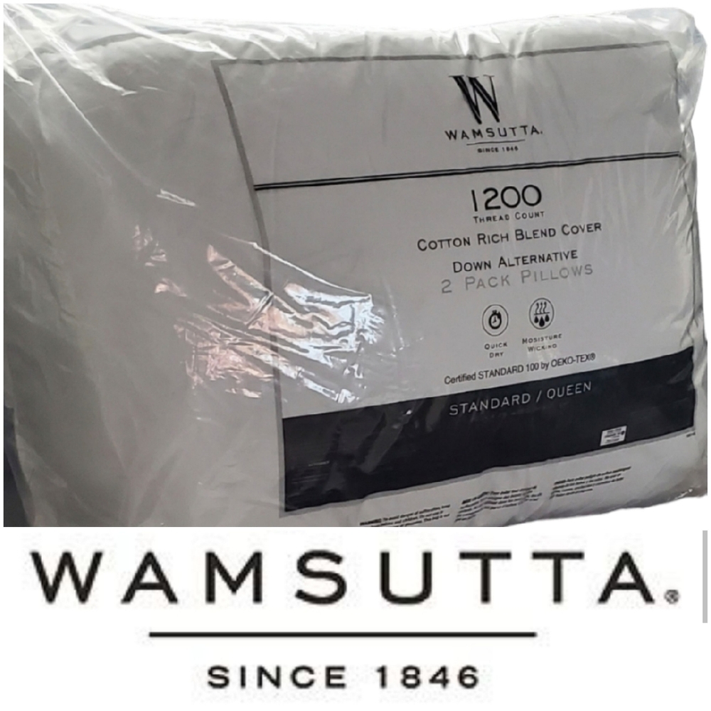 Brand New Wamsutta 1200 Thread Count 2 Pack Pillows. Standard/Queen.